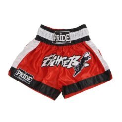 Mens shorts for kickboxing red with large logo fighter