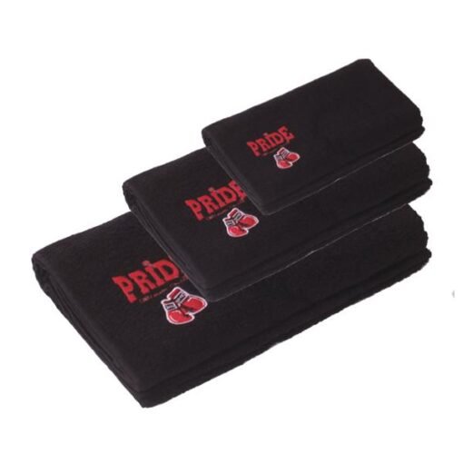 Pride towel black color with red logo