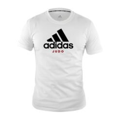 Judo-T-Shirt Kurzarm Adidas weiß mit schwarzem Logo