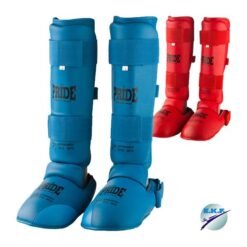 Karate leg guard EKF Pride in red and blue colour