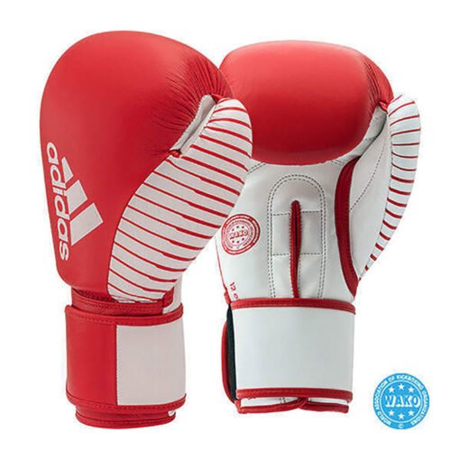 Kickboxing rokavice WAKO usnjene Adidas rdečo bele