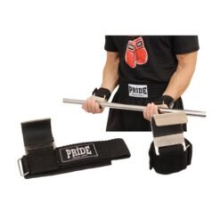 Pride Metal hooks for weightlifting assistance with black straps