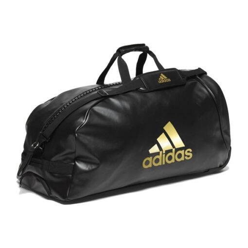 Športna torba na kolesih Adidas črna-zlati logo