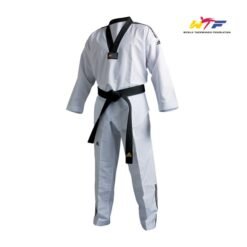 Taekwondo kimono WT Fighter Adidas bele barve s črno črto