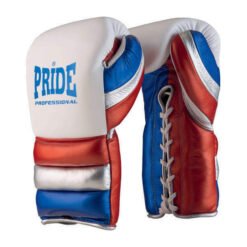 Professionelle Boxhandschuhe weiß/blau/rot Naturleder