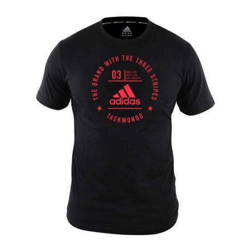 Taekwondo T-Shirt Adidas schwarz- mit rotem Logo