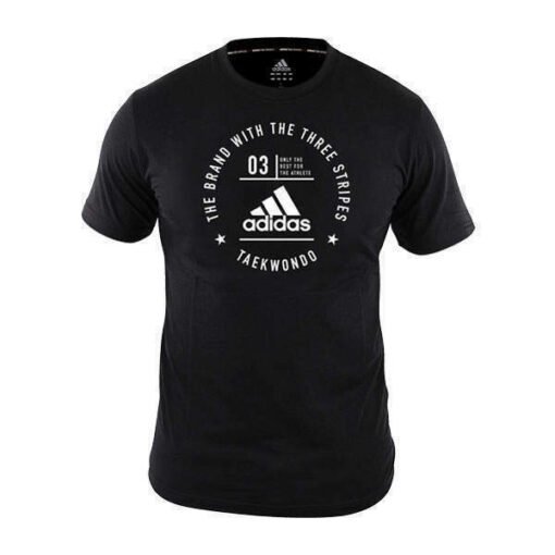 Takwondo majica kratki rokavi Adidas črna-beli logo