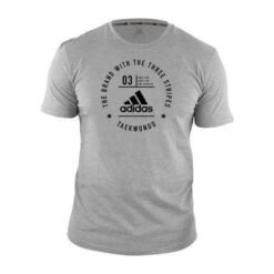 Taekwondo T-Shirt Adidas grau-mit schwarzem Logo