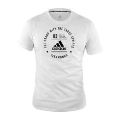 Takwondo majica kratki rokavi Adidas bela-črni logo
