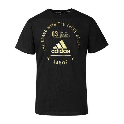 Majica s kratkimi rokavi Adidas črna z zlatim napisom