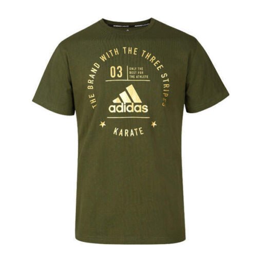 Majica s kratkimi rokavi zelena Adidas z zlatim napisom