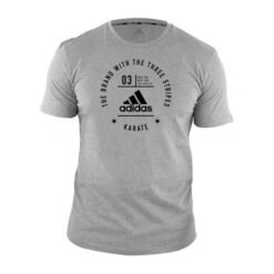 Majica s kratkimi rokavi siva Adidas s črnim napisom Karate