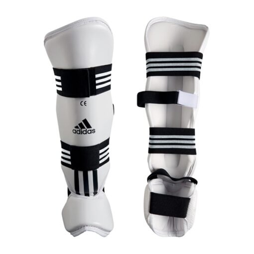 Shin and foot Guards Adidas white with black elastic velcro straps
