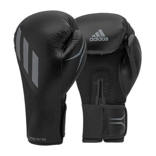 Boxhandschuhe Tilt 150 Adidas schwarz mit grauem Logo