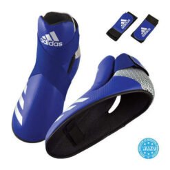 Instep protectors WAKO kickboxing Adidas blue with silver logo