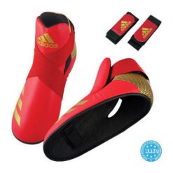 Instep protectors WAKO kickboxing Adidas red with gold logo