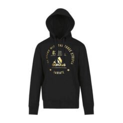 Karate hoodie Adidas black with gold Adidas logo and the inscription karate