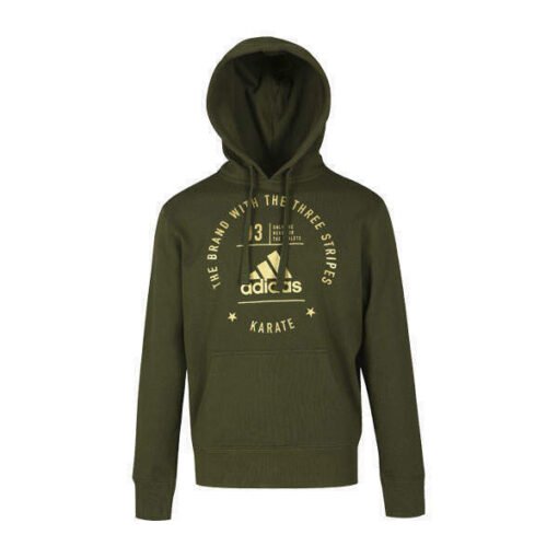 Karate hoodie Adidas green with gold Adidas logo and the inscription karate