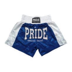 Hlačke za trening modro-bele z velikim logom Pride in široko elastiko v pasu