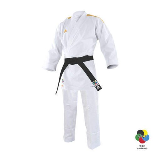 Karate kumite kimono Primegreen Adilight WKF Adidas white with gold stripes