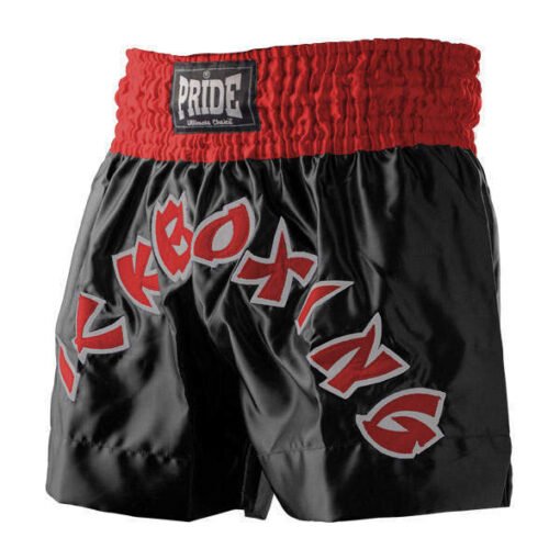 Professionelle Kickbox-Shorts Pride schwarz mit roter Aufschrift