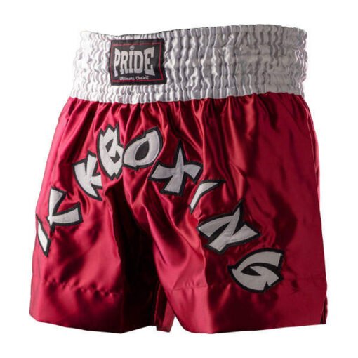 Professional kickboxing shorts Pride red with a white inscription