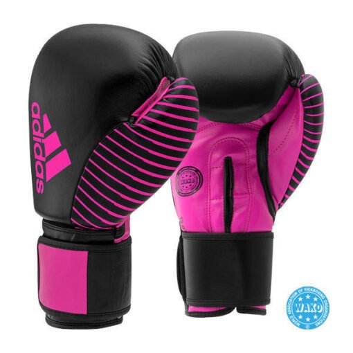 Kickboxhandschuhe Wako Adidas schwarz-rosa