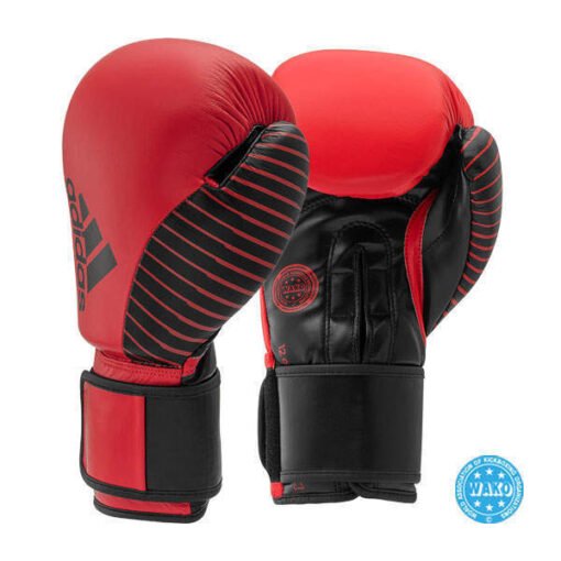 Kickboxing gloves WAKO leather  Adidas red black