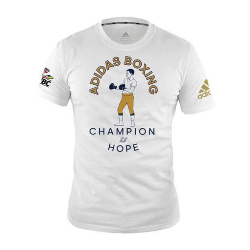 Box-T-Shirt WBC Kurzarm Adidas weiß mit Aufschrift