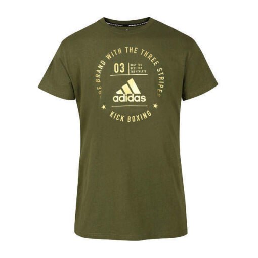 Kickboxing majica s kratkimi rokavi Adidas zeleno-zlata