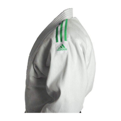 Judoanzug Club gi Adidas weiß weiß mit grünen Streifen